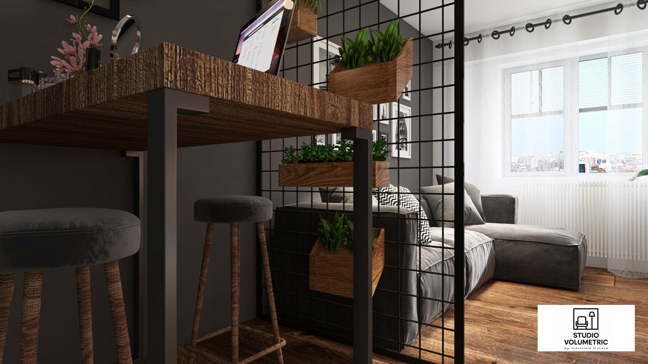 Living multifuncțional masculin — fotografie design interior Studio Volumetric, imaginea 2 din 7